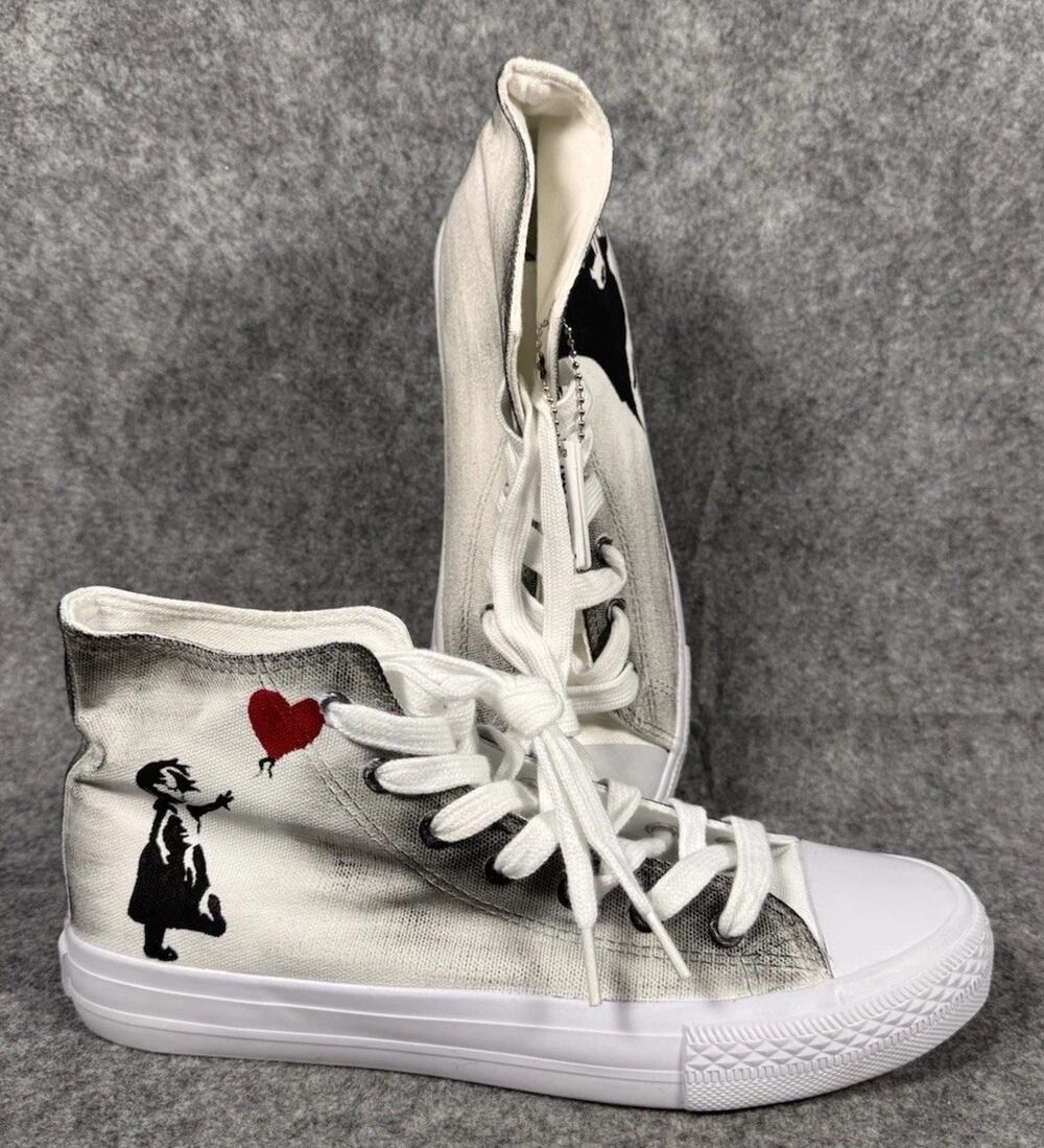 Koko Art Girl With Balloon There Is Always Hope Hand Painted Shoes M US 7.5 W 9